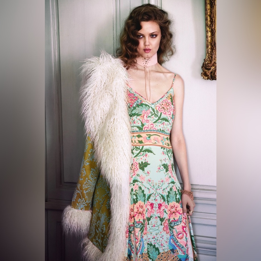 Spell ✨💚 Anastasia Brocade Faux Fur Jacket S/M
